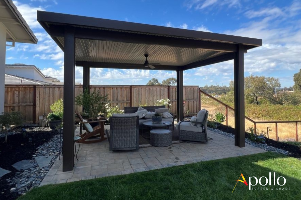 Apollo's Motorized Pergola Power Screen Effortless Operation With The Push of a Button.